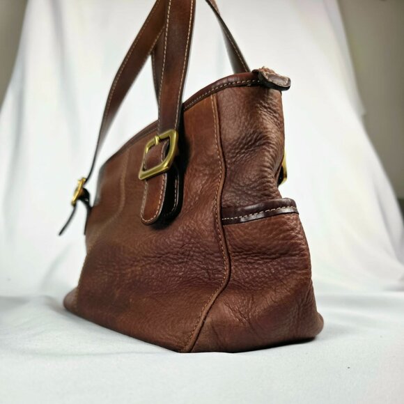 Maddox Satchel Brown Pebbled Leather Convertible Crossbody Bag Vintage Style - Picture 9 of 16